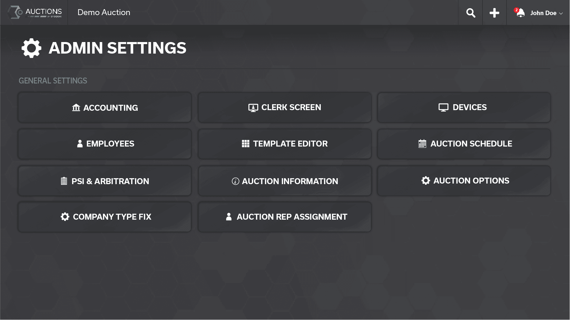 Admin settings