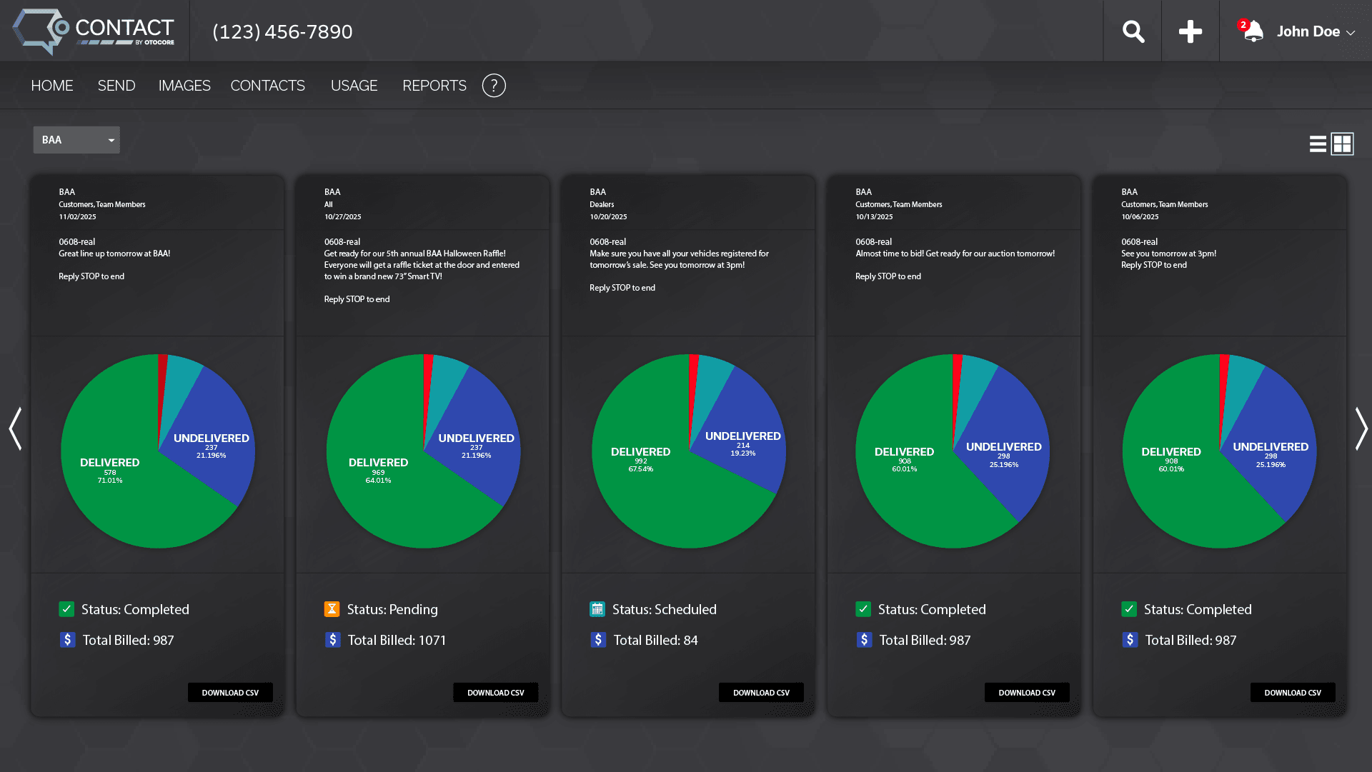 Contact report page