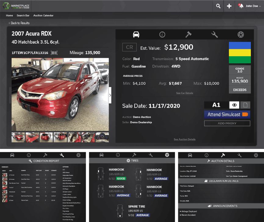 Vehicle page