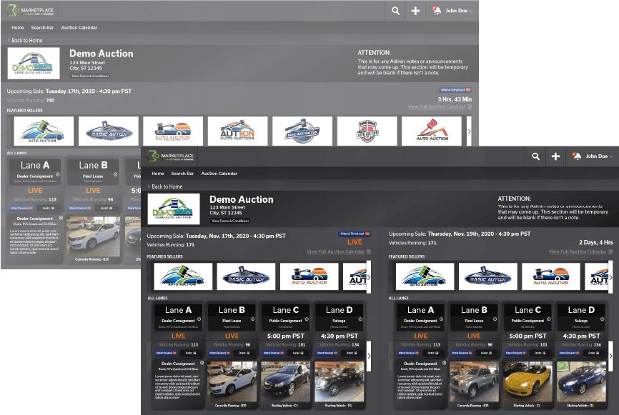 Auction dashboard